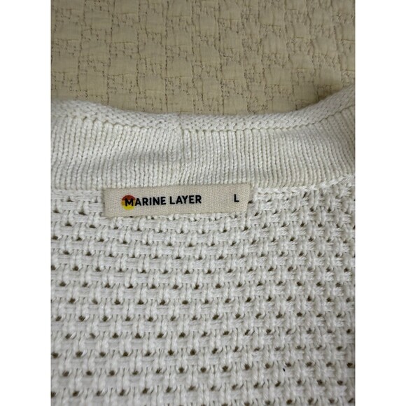Marine Layer Womens Large White Open Knit Long Sleeves Catalina Cardigan Sweater - Picture 5 of 16